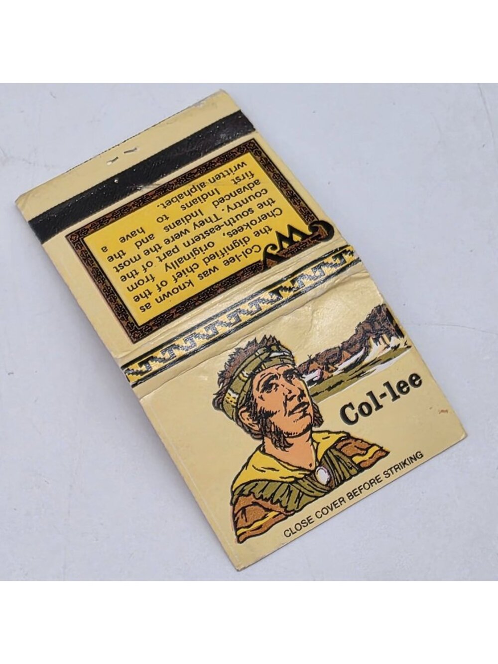 Vintage 1979 Ohio Match Company Col-Lee Cherokee Chief Matchbook Collectible